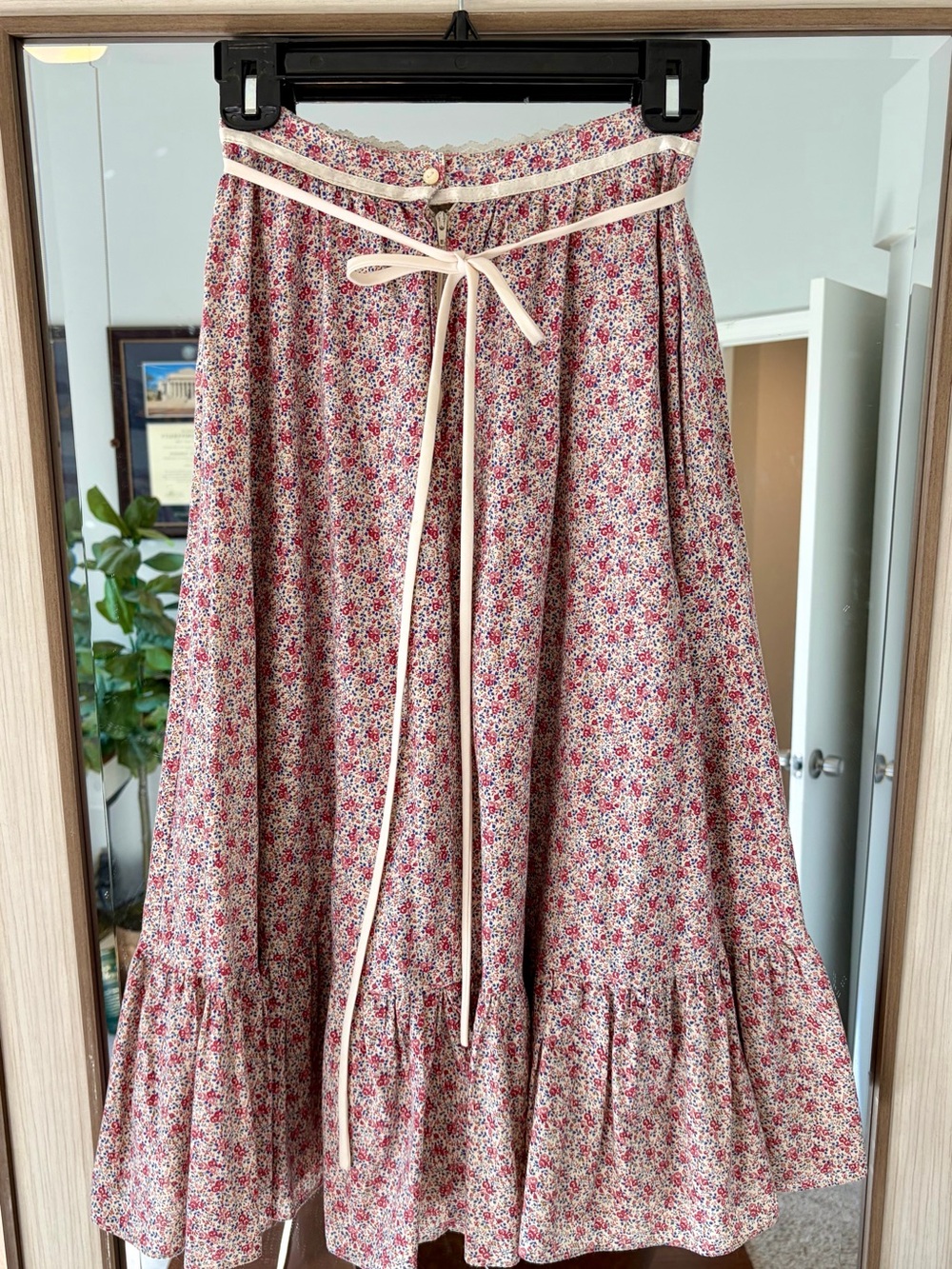 Vintage Gunne Sax Jessica McClintock Prairie Floral Skirt With Detachable Apron - Picture 3 of 11